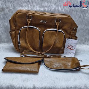 ساک نوزاد 3 تیکه چرم 2 زیپ جلو مدل M&Y کد 1002