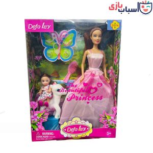 عروسک باربی با اسب پونی و بچه 8077