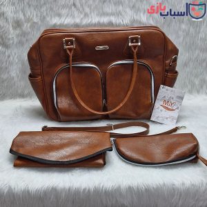 ساک نوزاد 3 تیکه چرم 2 زیپ جلو مدل M&Y کد 1002